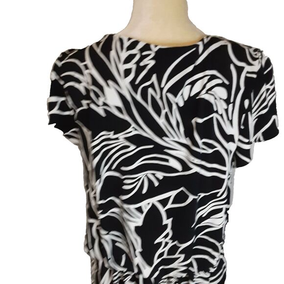 Alfani black white dress stretch polyester career PL cap sleeves elegant - Picture 2 of 5